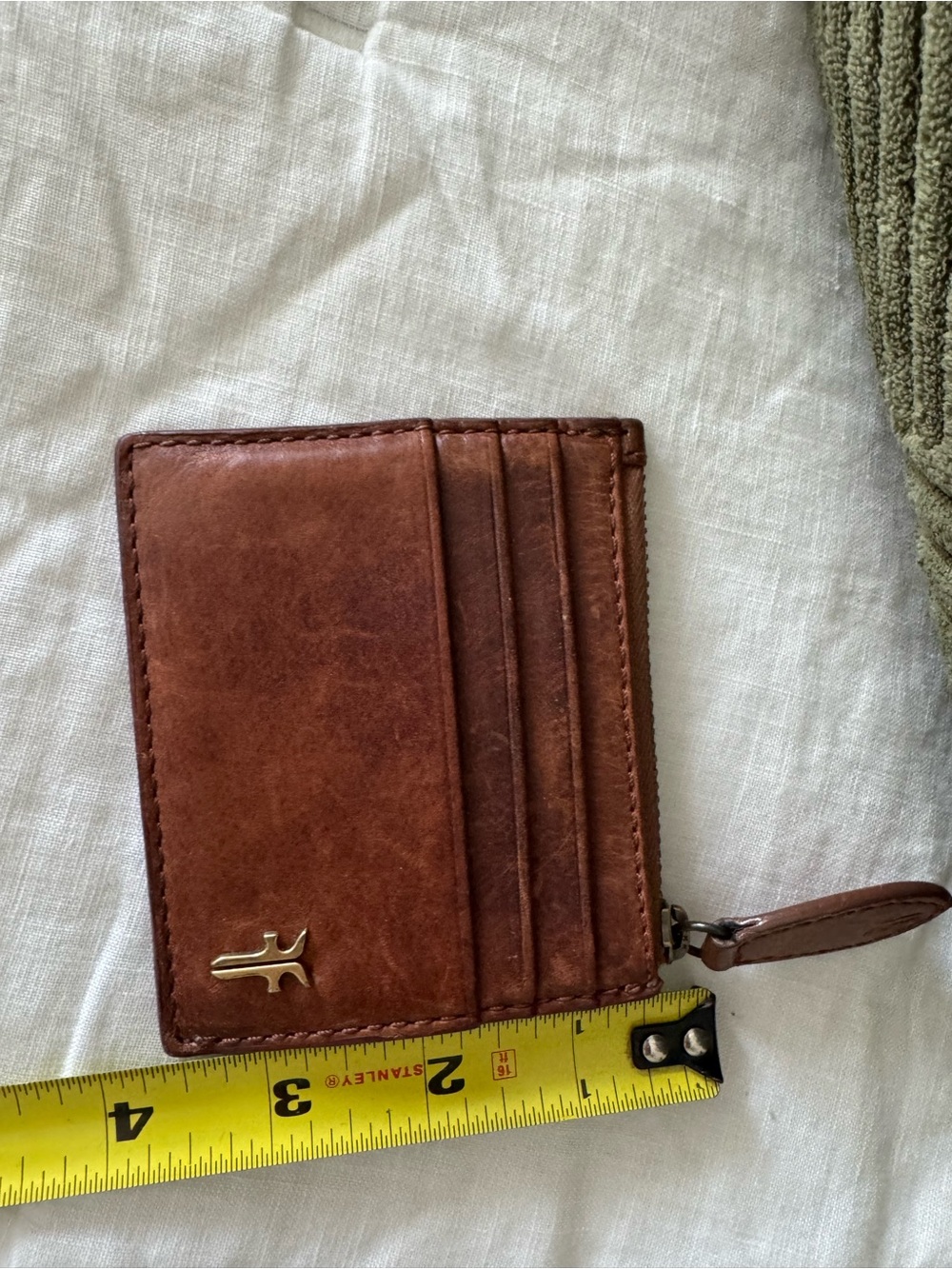 Frye Chestnut Brown Leather Card Holder with Zip - Picture 3 of 6